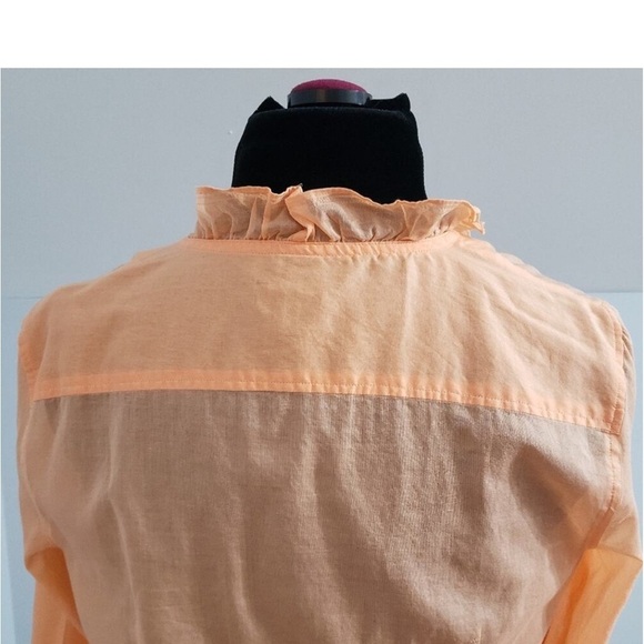 Vintage Talbots Semi Sheer Blouse Peach Ruffled
Button Front Cotton Top Size 14 - Picture 6 of 14